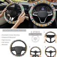 thumbnail image 6 of KUIFORTI Boho Florals 12 Pcs Automobile Seat Covers Car Center Console Cover Car Seat Belt Pad Cover Steering Wheel Covers Wristlet Keychain Universal Fit Most Cars,SUV,Sedan, 6 of 7