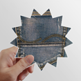 thumbnail image 1 of Pocket Denim Jean Cowboy Lining Textile Sun Vinyl Sticker Luggage Graffiti Flower Decal, 1 of 3