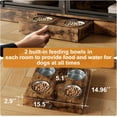 thumbnail image 5 of IdealHouse Double Dog Crate Furniture for 2 Dogs, Indoor Pet Kennel TV Stand with 4 Storage Drawers & Feeding Bowls, for Small/Medium Dogs, Brown, 5 of 9
