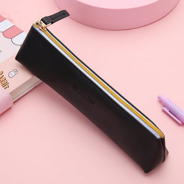 Estuche de cuero sintético de gran capacidad para lápices para estudiantes de primaria y secundaria, almacenamiento de papelería, creativo y multifuncional