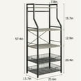 thumbnail image 3 of CREATIVE HOBBIES Kitchen Bakers Rack Microwave Oven Stand with 2 Large Wire Basket, Industrial Coffee Bar Station, 5-Tier Kitchen Utility Storage Shelf with 8 Hooks for Spice, Pots Organizer, 3 of 9