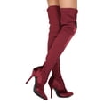 thumbnail image 3 of New Women MACKIN J 142-8 Velvet and Elastane Thigh High Pointy Toe Stiletto Boot, 3 of 3