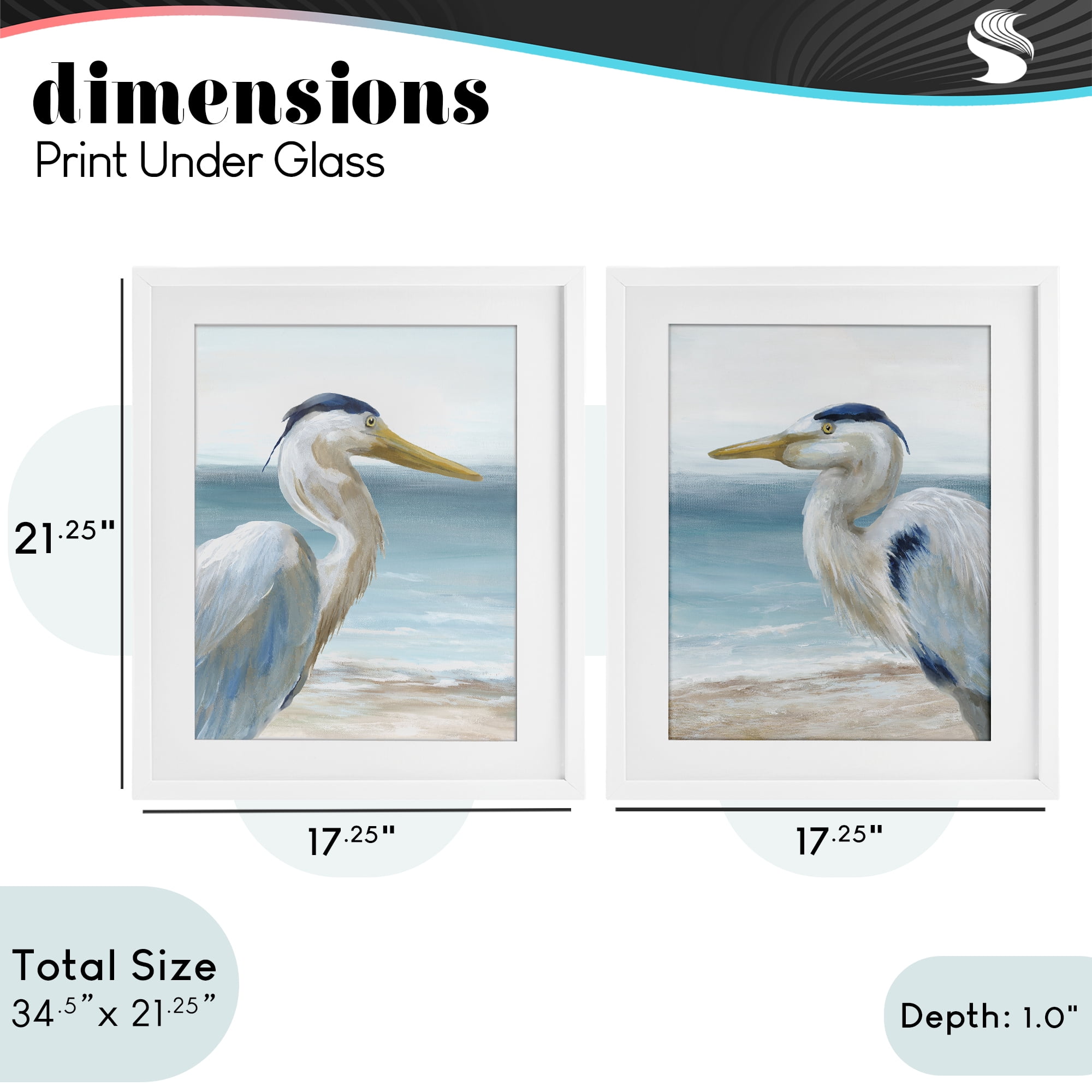 Stupell Industries Tranquil Gaze Herons 2 Piece White Framed Print Under Glass Set, design by Nan