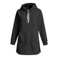 thumbnail image 4 of WAYUTE Sweatshirt for Women Long Sleeve Drawstring Side Split Hoodie Sweatshirt for Cozy Soft Lined Everyday Solid Color Pullover with Pockets Casual Daily Wear,Black,6XL, 4 of 4