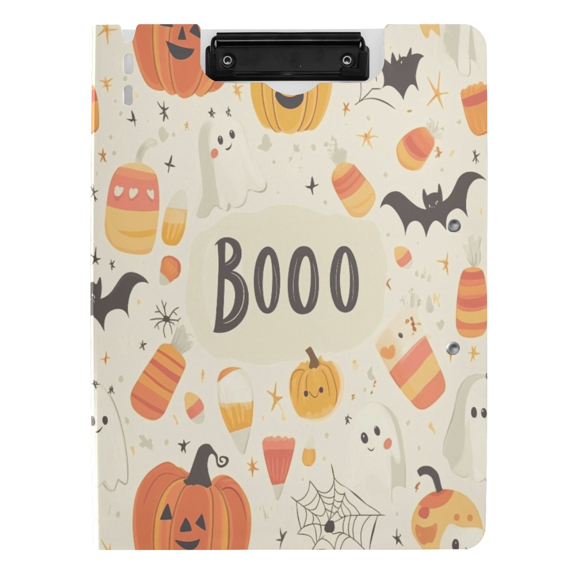 FORMRS A4 Clipboard Folder with Pen Holder Horizontal Foldable School Office Binder, Halloween Cute Pumpkins