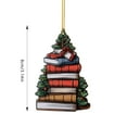 thumbnail image 3 of Wooden Book Christmas Ornament - 3D Bookshelf Tree Pendant for Book Lovers, Reading Theme Xmas Tree Decorations Librarian Gifts, 3 of 4