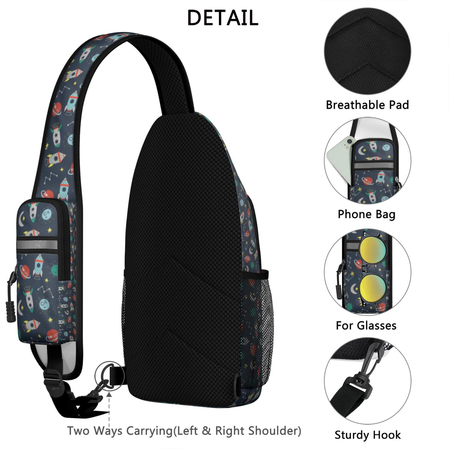 Tribal Folk Style Ethnic Vintage Sling Backpack for Women Men – Outdoor-ready, Breathable padded back, Secure zipper pockets – Boho Earthy Vintage Design for Travel, Hiking, Outdoor