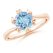 Angara Natural 1.12 Ct. Aquamarine Solitaire Ring in 14K Rose Gold for Women (Ring Size: 5.5)