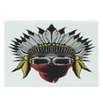 thumbnail image 1 of Skull Cutting Board, Skull Sketch with Feathers and Veil American Work of Art Print, Decorative Tempered Glass Cutting and Serving Board, Large Size, Red Grey Yellow, by Ambesonne, 1 of 1