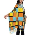 thumbnail image 3 of Women's Fashion Tassel Scarf, Colorful Lattice Snail Long Shawl, Lightweight and Warm, 3 of 9