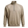 thumbnail image 5 of QSAWXQZ Men's Solid Sweatshirt Long Sleeve Quarter Zip Stand Collar Pullover Top for Spring Khaki XL, 5 of 5