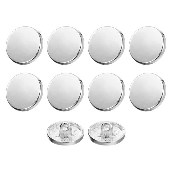 Uxcell 10pcs 24L Metal Round Flat Button Sewing Buttons 15mm Alloy Shank Craft Replacement Button for Men Women Suit Coat Shirt, Silver Tone