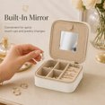 thumbnail image 6 of Unique Bargains 1 Pc Portable Zipper Design Jewelry Case Organizer with Mirror Beige, 6 of 7
