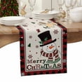 thumbnail image 3 of Christmas Table Runner Snowman Pine Tree Berry Table Runners Red Buffalo Plaid Cotton Linen Dresser Scarf Kitchen Dining Table Decor for Christmas Holiday Party Decor 13x72 Inch, 3 of 9