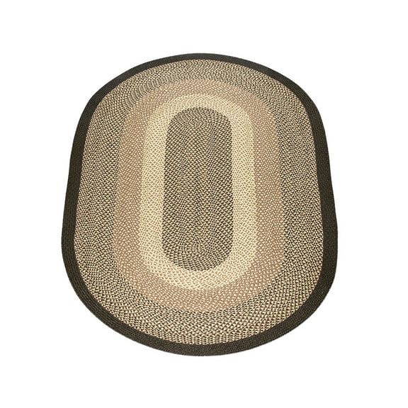 Home Indoor Decorative Jute C-017 Chocolate, Natural Braided Rug, Oval 5' x 8'