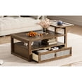 thumbnail image 3 of Coffee table with sturdy frame and rattan decorations for living room functionality and style, 3 of 6