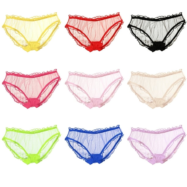Women's Transparent Brief Girls Lady Panties Women See-through Ruffle Edge  Mesh Temptation Underpants Underwear