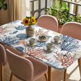 thumbnail image 3 of Blue Coral Coastal Table Cloths for 6 Foot Rectangle Tables, Summer Beach Starfish Nautical Patio Waterproof Elastic Fitted Tablecloths, Washable Rectangular Table Cover for Camping, 3 of 8