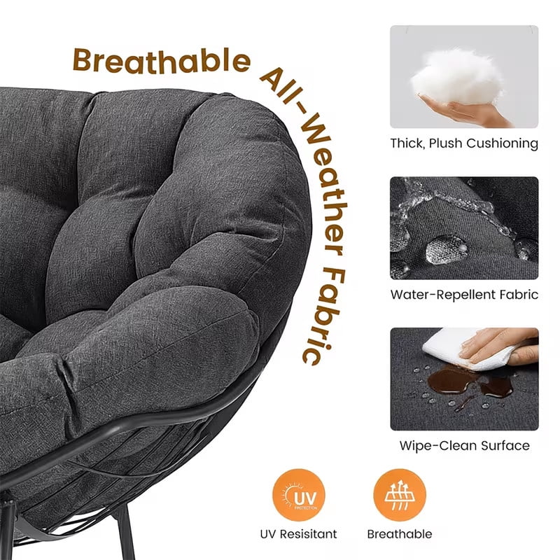 Simenmax Oversized Padded Egg Rocking Chair – 450 lbs Capacity, Anti-Slip Quiet Rocker for Bedroom, Living Room, Balcony & Garden,Black