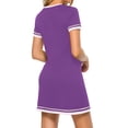 thumbnail image 4 of Hanerdun Women Nightgown Sleep Dress Female V Neck Short Sleeve Nightwear Purple M, 4 of 5