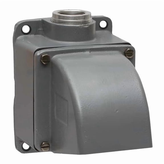 Hubbell MB601004W Heavy Duty Industrial Pin & Sleeve Angled Back Box, 15-Degree, 4-Way, Aluminum, Gray