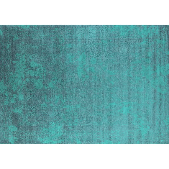 Ahgly Company Machine Washable Indoor Rectangle Oriental Turquoise Blue Industrial Area Rugs, 2' x 3'
