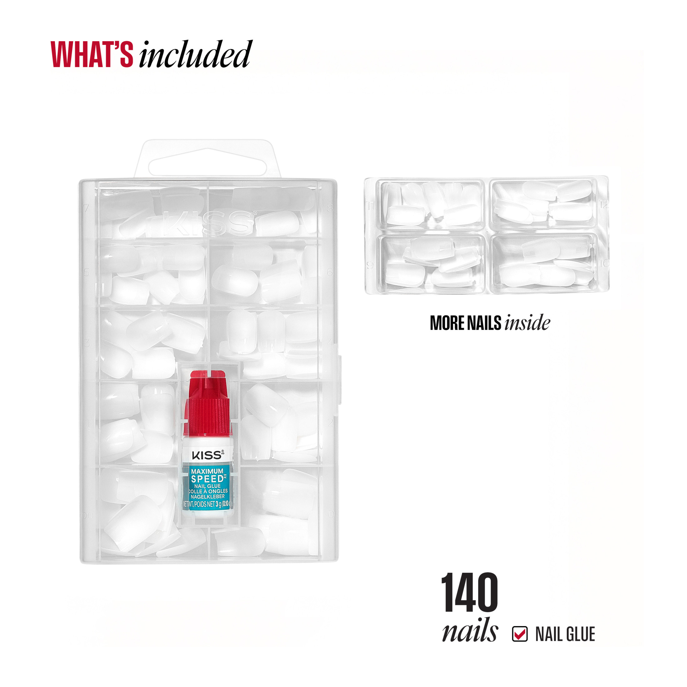 Kiss Professional Full Cover Short Square Press-On Nails, White photo 4