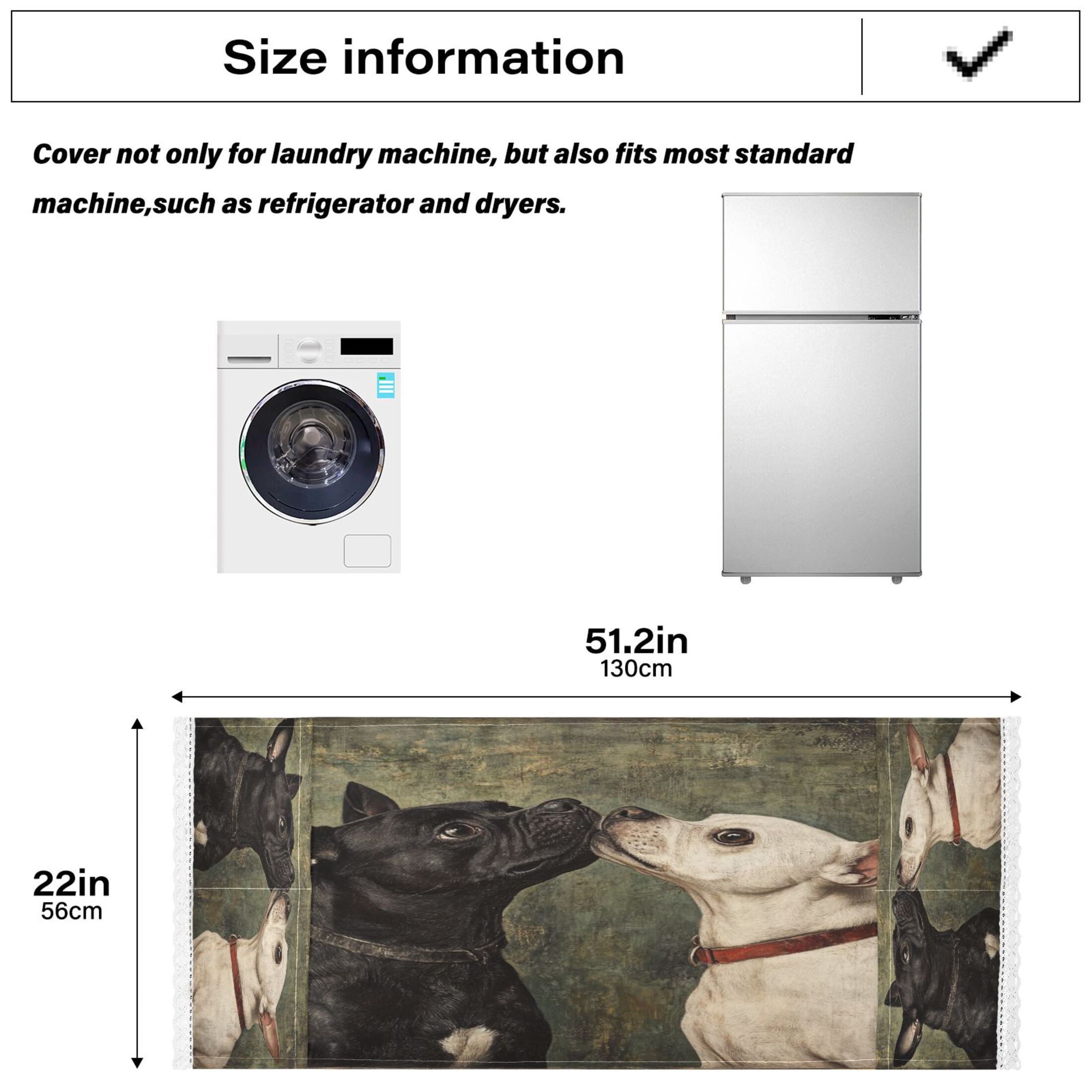 Black and White DogWasher and Dryer Covers Dust-Proof and Oil Resistant Fridge Cover with 4 Storage Pockets Washing Machine Top Cover for Laundry Kitchen Home 51.2 x 22 In