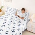thumbnail image 3 of spefrowx Cartoon Anchor Queen Sheets for Kids, White Repeat Maritime Queen Sheet Sets, 4-Piece, 1 Flat Sheet, 1 Fitted Sheet and 2 Pillowcases, 3 of 5