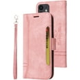 thumbnail image 1 of iPhone 12/12 Pro Wallet Case,PU Leather Folio Kickstand Card Slots Cover for iPhone 12/12 Pro,Book Folding Flip Case with Detachable Wrist Strap,Protective Cover for iPhone 12/12 Pro,Pink, 1 of 14
