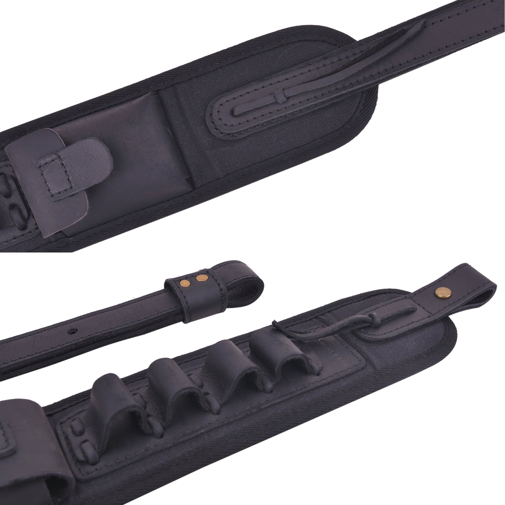 Shooting Canvas Leather Ammo Shell Holder Shotgun Sling Hunting Gun Strap for 12 Guage