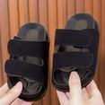thumbnail image 3 of Dakaela 3-10 Years Toddler Kids Slides Sandals with Arch Support Boys Girls Infant Non Slip Cork Footbed Clogs with Hook and Loops Black, 3 of 6