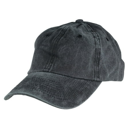 - DALIX Pigment Dyed Hat Heavy Washed Cotton Baseball Cap in Black