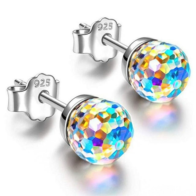 Boucles d'Oreilles Clous en Argent Minimalistes Rondes pour Femmes Anniversaire