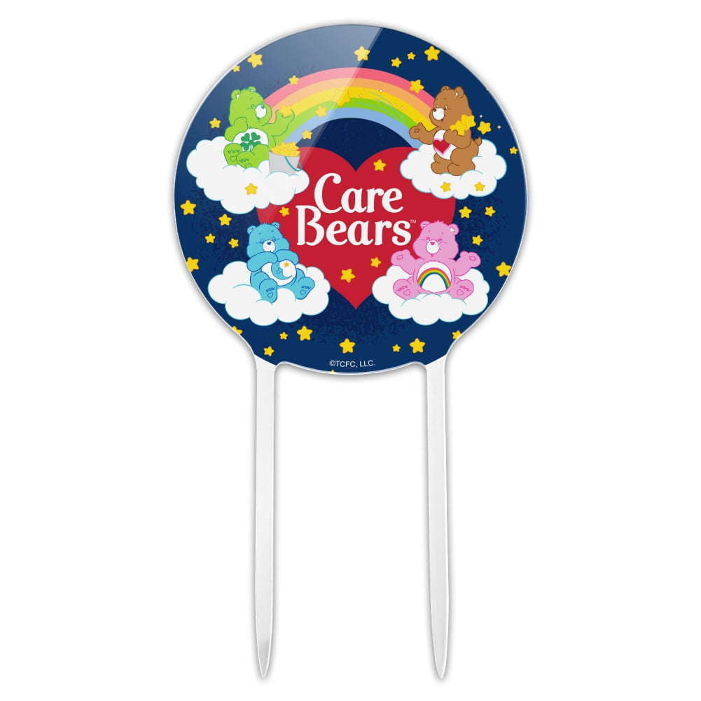 Acrylic Care Bears Classic Logo Group Cake Topper Party Decoration for Wedding Anniversary Birthday Graduation