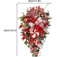thumbnail image 2 of Christmas Candy Cane Teardrop Wreath, Festive Candy Cane Bow Christmas Wall Hanging, Large Red White Xmas Door Decor Indoor Outdoor Holiday Porch Decoration, 2 of 8