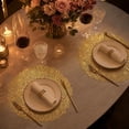 thumbnail image 4 of THOPBPRK Elegant Heat Resistant Placemats Foil Stamped Floral Dining Table Mats Rose Garden Charger Plates Hollow Out Round Tabletop Decor for Holiday Dinner Parties Wedding Receptions , Rose Gold, 4 of 6