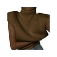 thumbnail image 5 of Aunavey Women's Mock Neck Short Cap Sleeve Sweater Vest Casual Solid Sleeveless Ribbed Pullover Tank Top, 5 of 6
