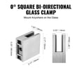thumbnail image 5 of VEVOR Glass Clamp, 4 PCS Square Glass Railing Bracket for 0.31 "-0.47 " Tempered Glass, 304 Stainless Steel Glass Mounting Clamp, Glass Shelf Bracket for Balcony, Garden, Pool, Stair, Silver, 5 of 9