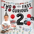 thumbnail image 3 of Two Fast Two Curious Birthday Decorations, Racing Car 2nd Birthday Decoration for Boy Racing Car Theme Banner Garland Cake Topper Number 2 Foil balloon for Boy Race Car Theme Birthday Party, 3 of 6