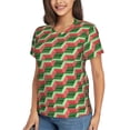 thumbnail image 2 of Vsdgher Geometric Watermelon Women Shirts V Neck Short Sleeve Tops T-Shirt Basic Tees, S to 3XLXX-Large, 2 of 5