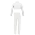 thumbnail image 3 of YiZYiF Kids Girls Sports Set Long Sleeve Crop Top with Sparkly Rhinestones Leggings Gymnastics Suit Tracksuit B White 16, 3 of 6