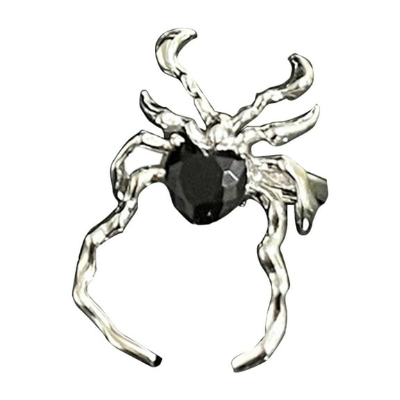 SIEYIO Black Spider-Ring Punk Silver Statement Ring Speacial Finger Ring