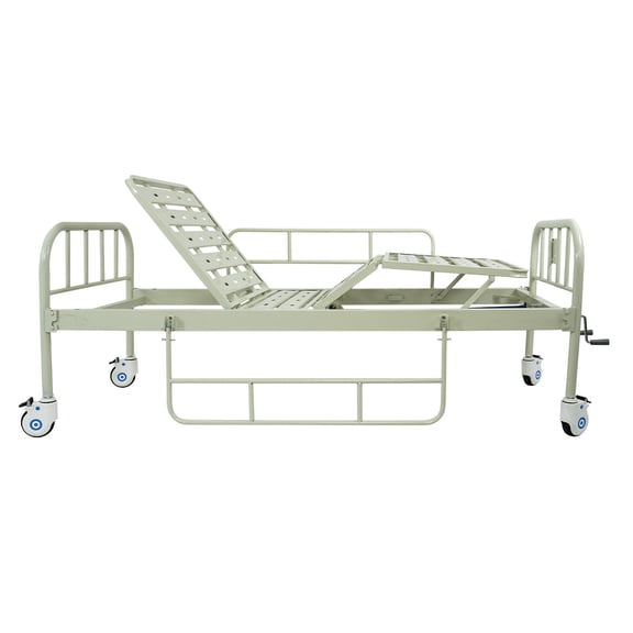 Cama Hospitalaria Manual 2 Manivelas Magnimed Acero inoxidable Barandales abatibles Ruedas con freno Soporta hasta 130 Kg