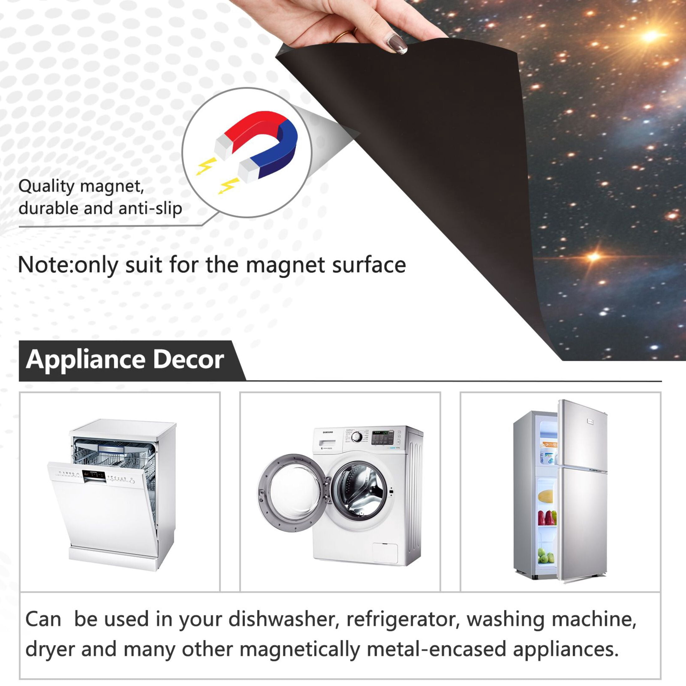 Dishwasher Magnetic Sticker 23x26 Inch Refrigerator Magnetic Sticker Washing Machine Magnetic Sticker Kitchen Panel Magnetic Sticker Home Decor Super Cool Colored Stars