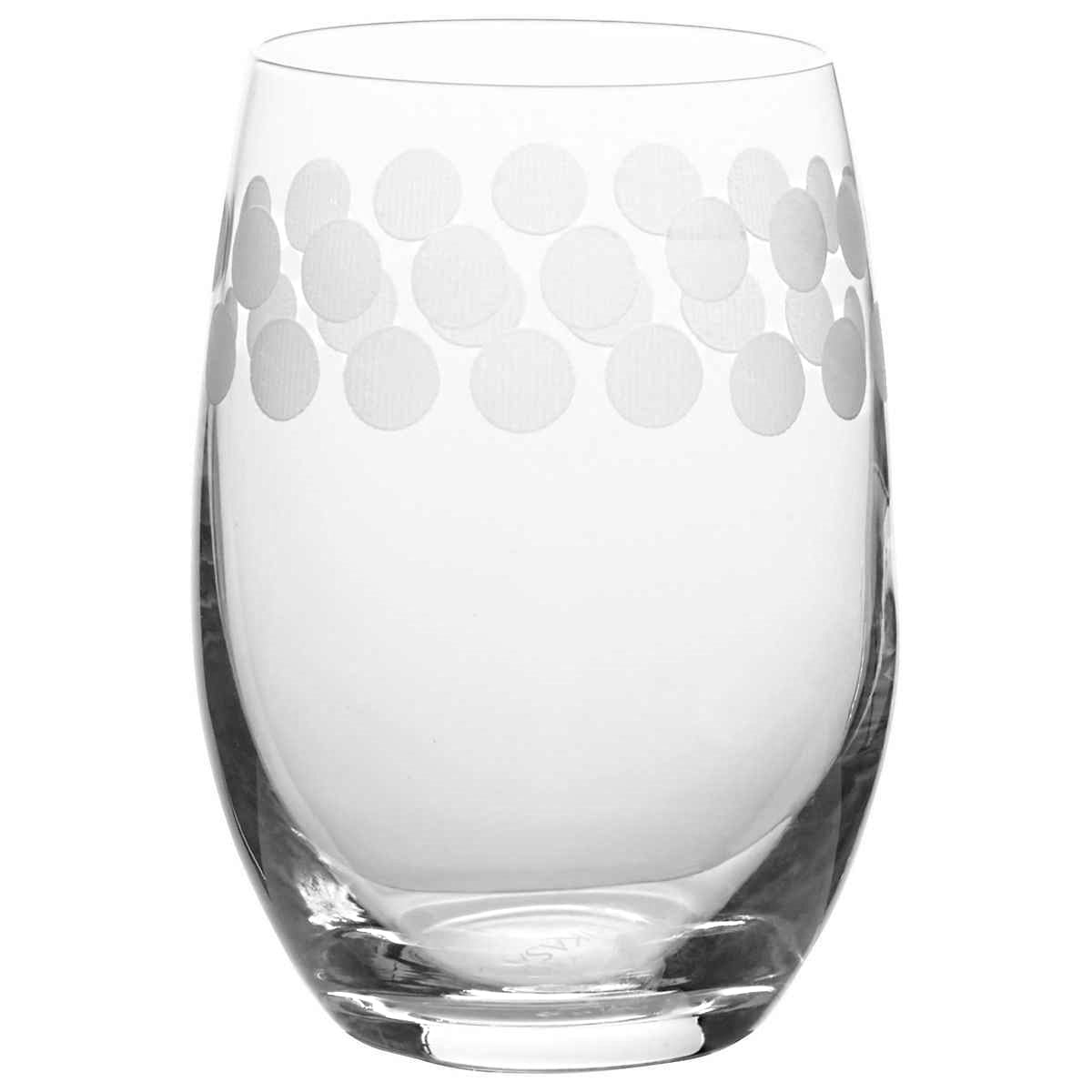 Mikasa Cheers Stemless Etched Wine Glasses, Fine European Lead-Free Crystal, 17-Ounces for Red or White Wine