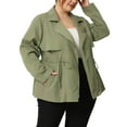thumbnail image 4 of Agnes Orinda Women's Plus Size Lapel  Zipper Drawstring Waist Moto Jacket 2X Green, 4 of 7