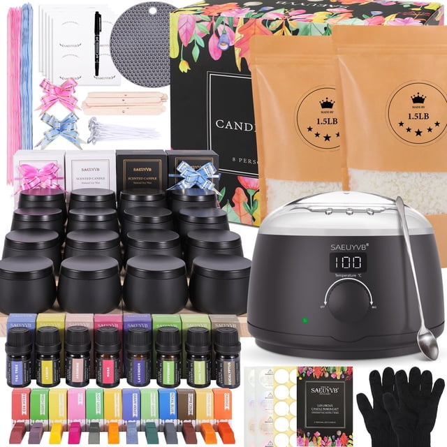 Kit de fabricación de velas SAEUYVB con placa calefactora para adultos con suministros