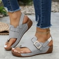 thumbnail image 2 of DAFEI Women's Summer Wedge Sandals Crystal Square Open Toe Flip Flops Versatile Casual Shoes, 2 of 8