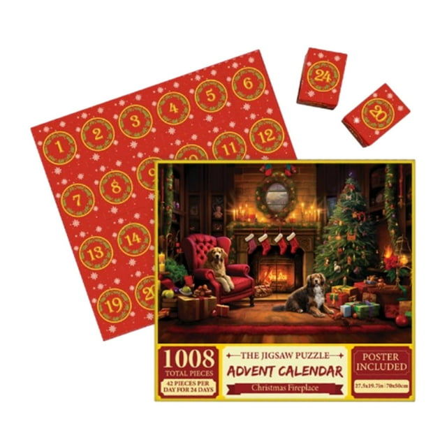 Rompecabezas navideño, rompecabezas festivo, regalos navideños divertidos, rompecabezas, calendario de adviento 2023 Perros de escena de Navidad